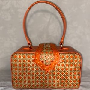 Mehry Mu Orange straw leather bag